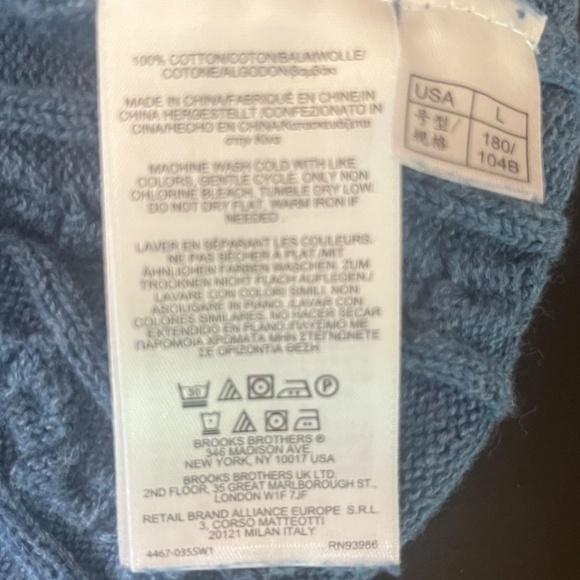 Brooks Brothers Cable Crewneck Cotton Sweater Men's Size L - Picture 6 of 7
